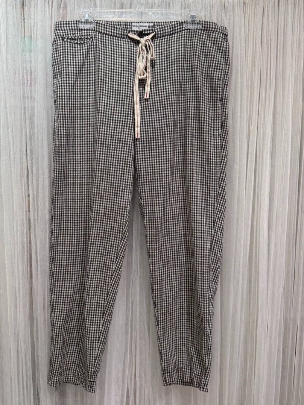 Ines de la Fressange x Uniqlo Women’s Gingham Drawstring Pants Size Large Artsy